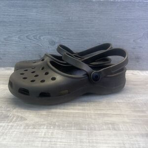 Crocs Womens 6 Karin Double Strap Brown Mary Jane Clog Slingback Ballet Flats